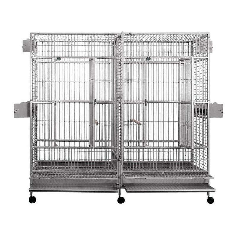 A&E Stainless Steel 80"X40" Huge Double Macaw Cage - 8040FL Stainless Steel